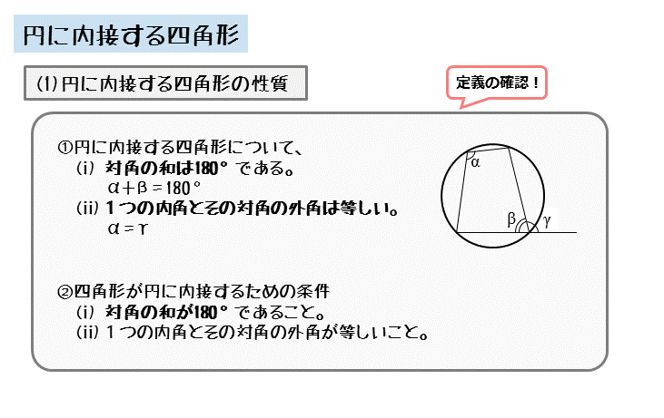 図形の性質 円に内接する四角形について 日々是鍛錬 ひびこれたんれん