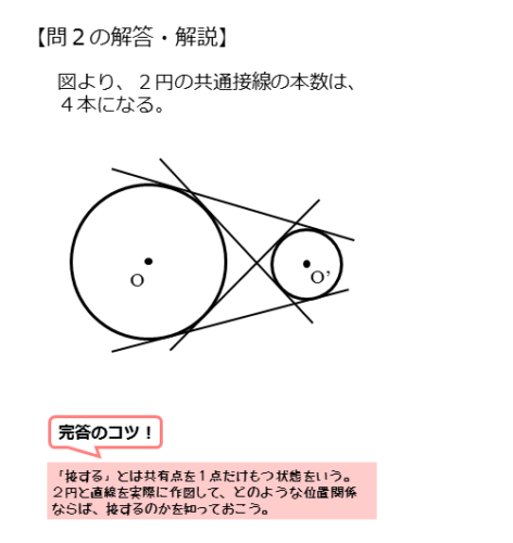 2円の位置関係を扱った問題問2の解答例