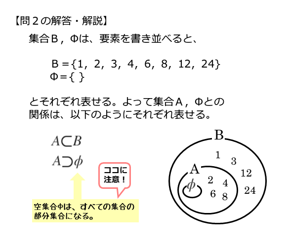 集合や要素を扱った問題第2問の解答例