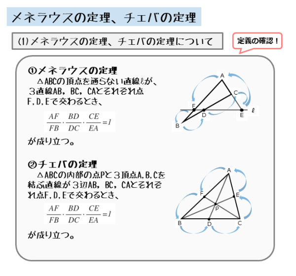 図形の性質 メネラウスの定理 チェバの定理について 日々是鍛錬 ひびこれたんれん