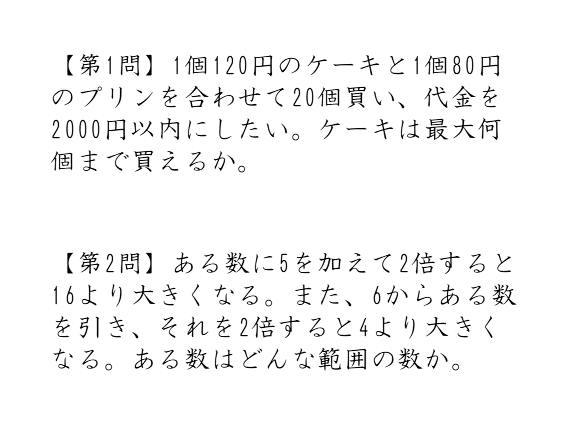 一次不等式の応用問題
