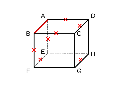 空間における直線と平面を扱った問題問(1)の図