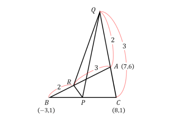 問(2)の三角形の作図